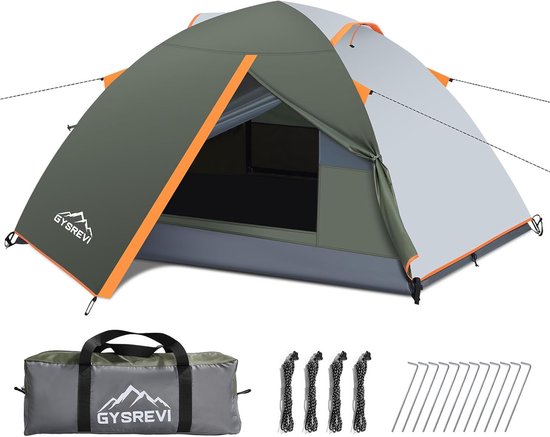 SnelShoppen - Campingtent voor 2 Personen, Waterdicht, Winddicht, Ultralicht Koepeltent voor Camping, Outdoor en Trekking, Ruime Dome Tent van 210T Po