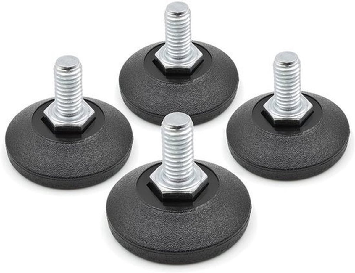 4 x Verstelschroef Ø 38 mm - M10 x 20 mm - Verzinkt met Kunststof Voet
