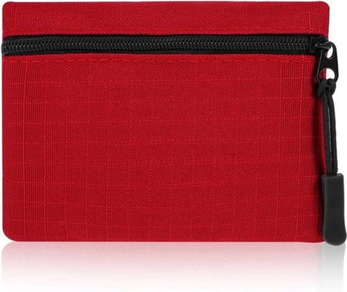 Mini Canvas Muntportemonnee Kleine Verandering Pouch met Rits in Rood