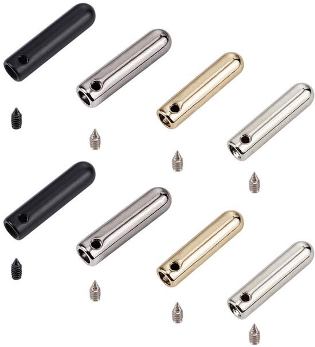 24 Sets Veterschoenpunten - Metaal Aglet Vervangtips met Rectangulaire Kop - Goud en Zilver