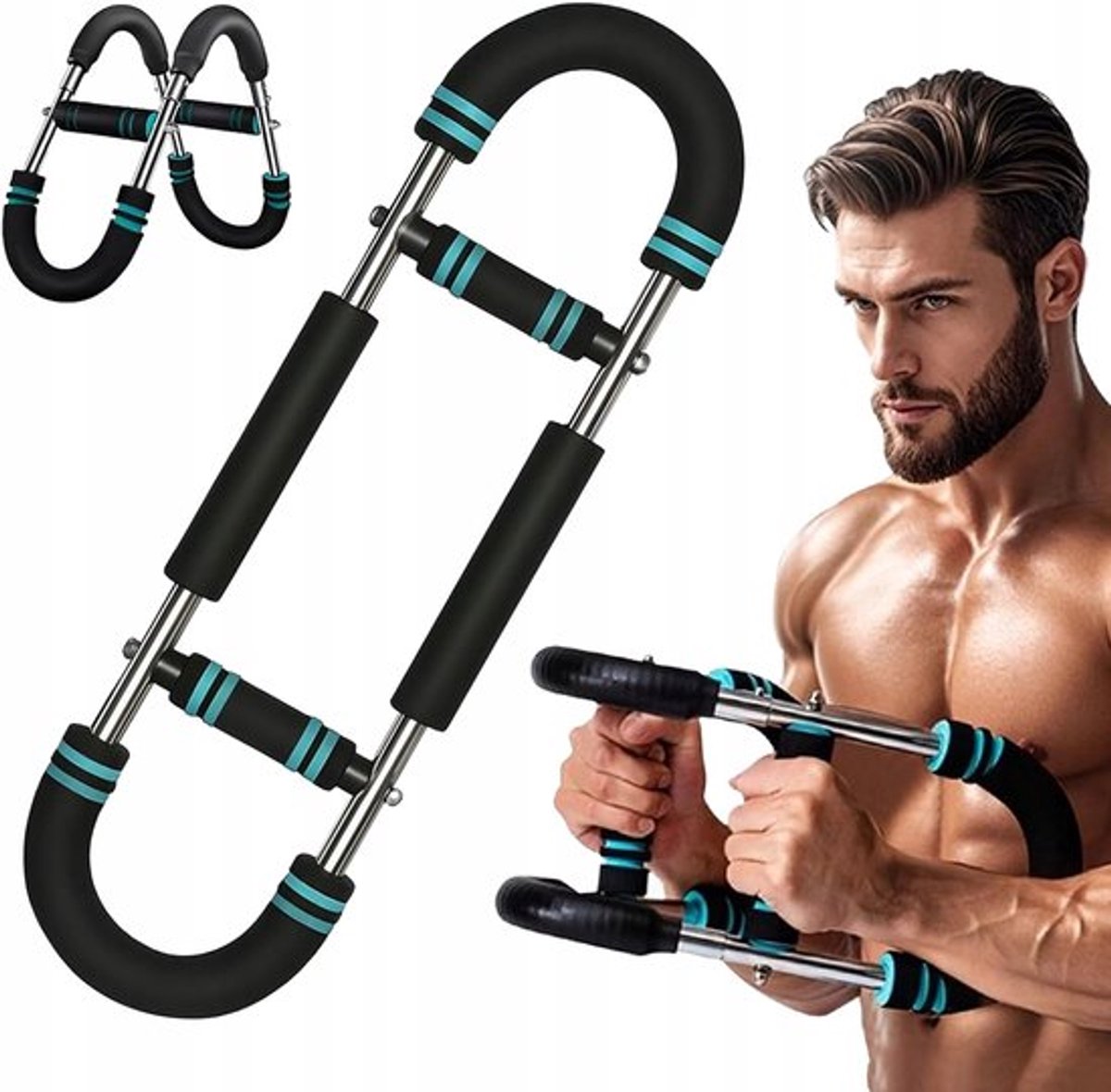 Arm Trainer - Krachttrainer - U-vormig & 30-50kg Verstelbaar - Multifunctioneel voor Borst & Armen - Antislip Handgreep - Geschikt voor Thuis & Fitness