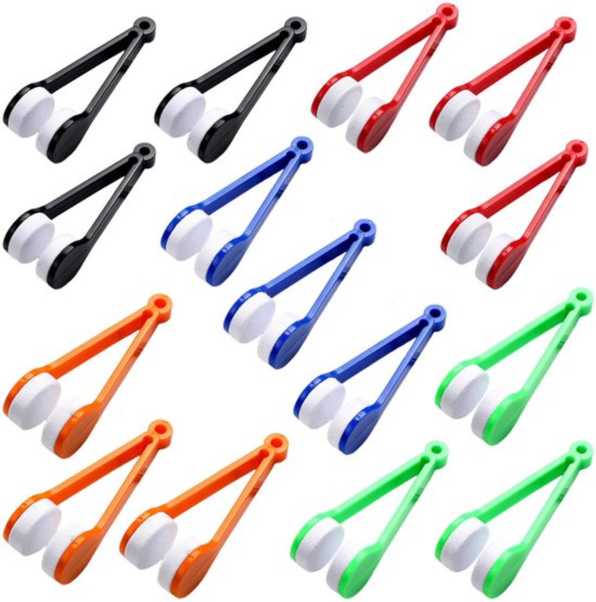 Set van 15 reinigingsborstels voor zonnebrillen, reinigingsgereedschap, mini microvezelborstel, 5 kleuren, voor zonnebrillen en brillen