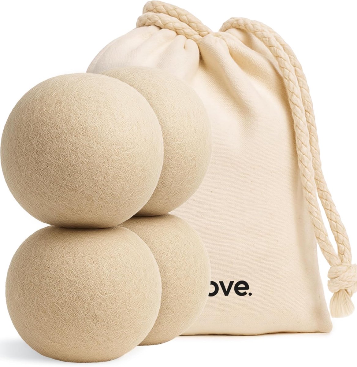 SnelShoppen - Natuurlijke Hennep Wasdroger Ballen, 4 Stuks, 35% Sneller, Hypoallergeen, Milieuvriendelijk, Stofconditioner, Snijdt Plooien en Statica