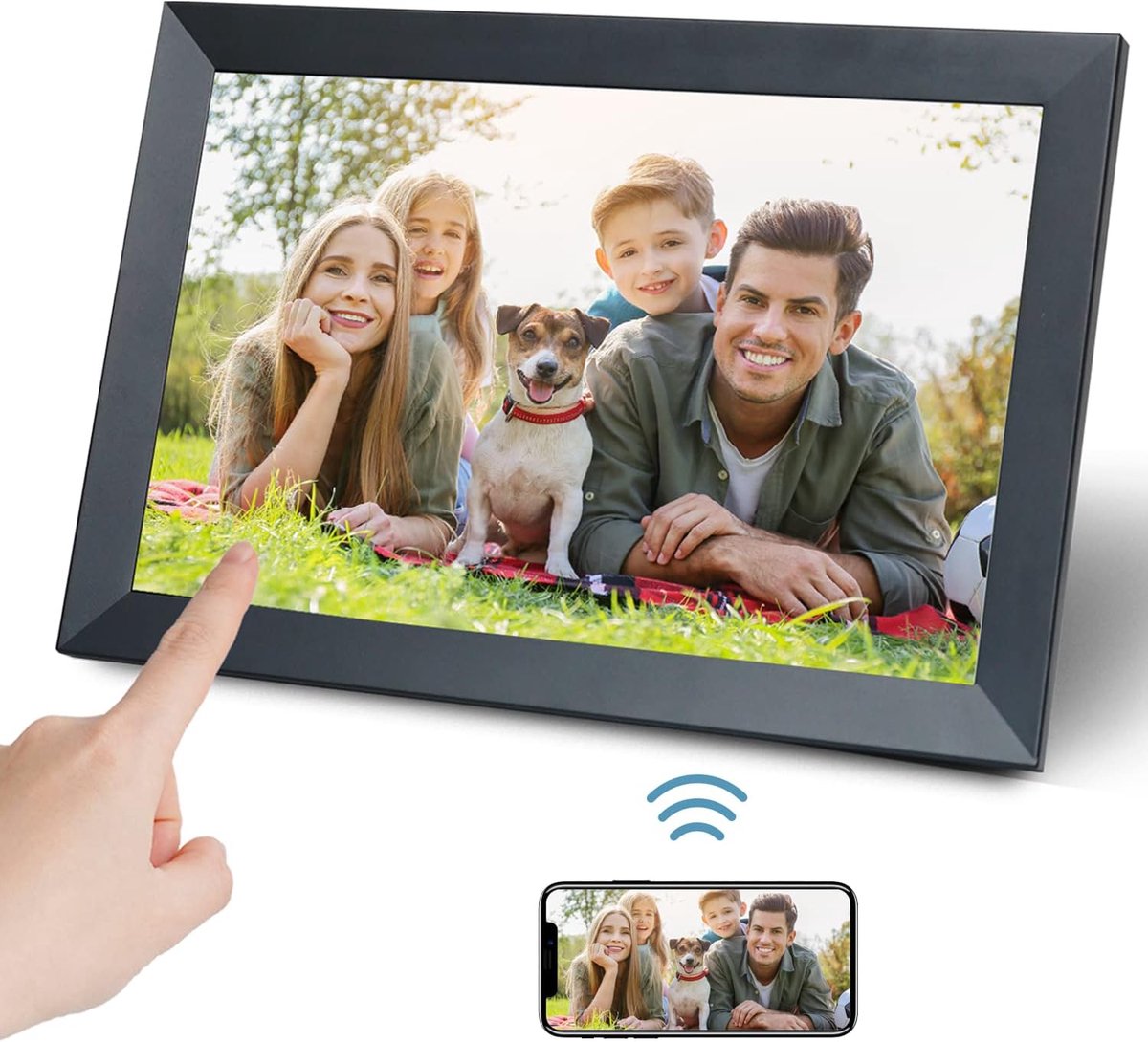 SnelShoppen - Digitale Fotolijst 10,1 Inch Wifi HD IPS-Touchscreen met 32GB Geheugen, Automatische Rotatie, Frameo-app, Ideaal voor Foto's en Video's