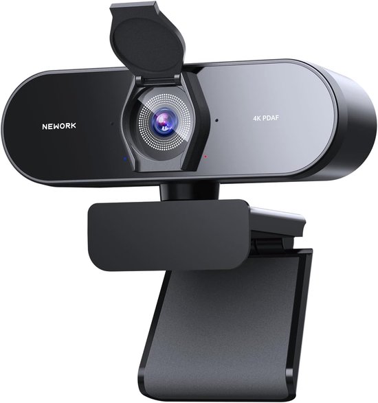 SnelShoppen - 4K Webcam met Autofocus PDAF+CDAF, Dual-Ruisonderdrukkingsmicrofoon, 1080P @60FPS, Automatische Lichtcorrectie, USB Plug & Play, Lensdop