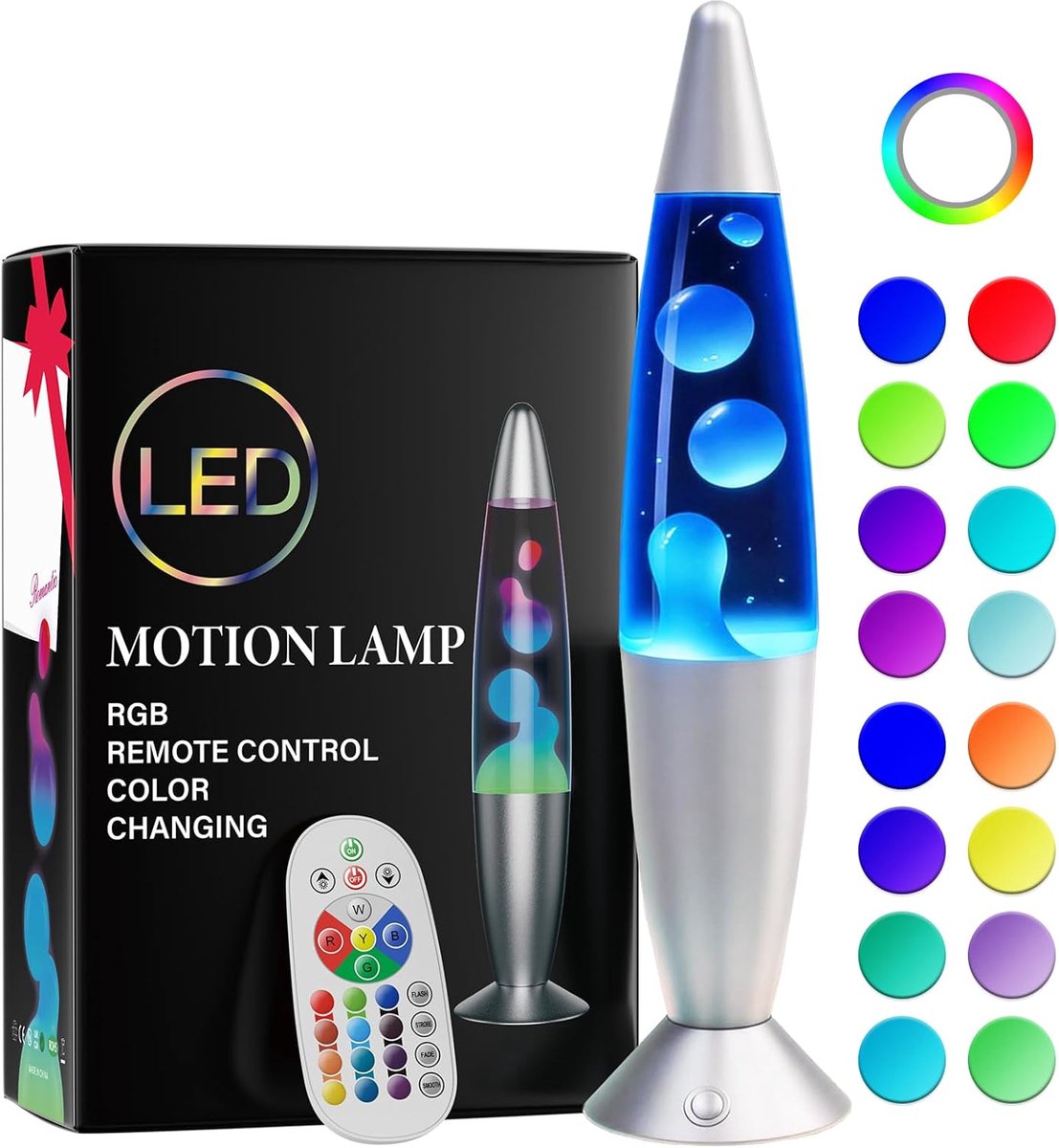 SnelShoppen - Lavalamp Retro Sfeerlamp met Afstandsbediening, 17 Kleuren, Art Deco Nachtlamp voor Slaapkamer, Perfect Cadeau voor Kinderen en Volwasse
