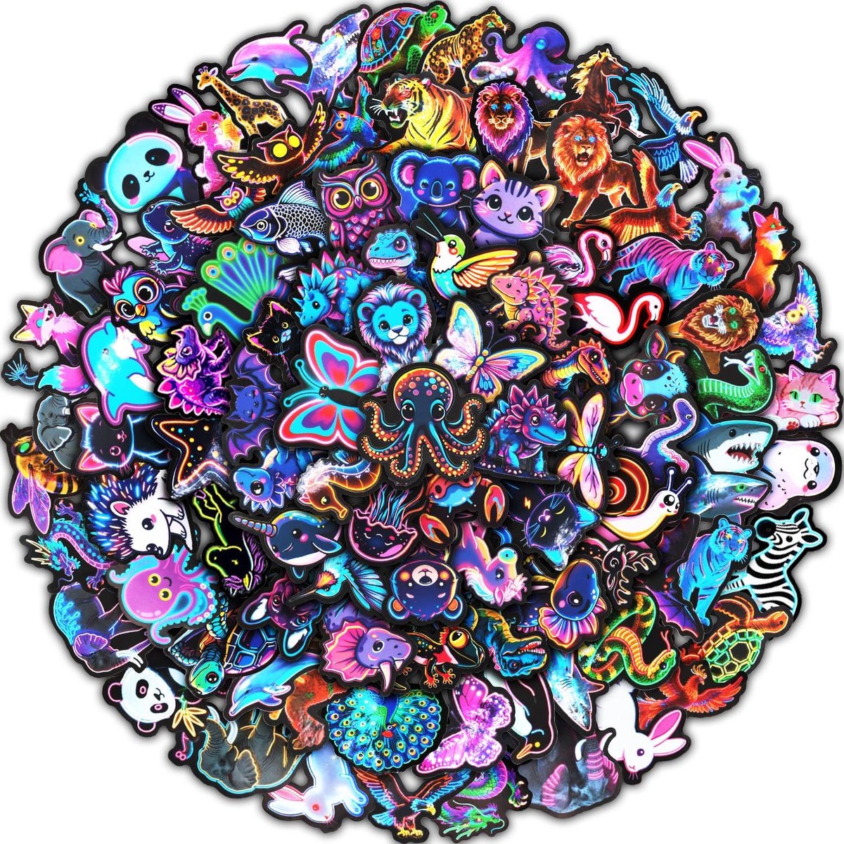 SnelShoppen - 100pcs Neon Sticker Set - Graffiti Neon Stickers, Vintage Decals voor Skateboard, Laptop, Koffer, Helm, Motor, Auto, Fiets, Computer - P
