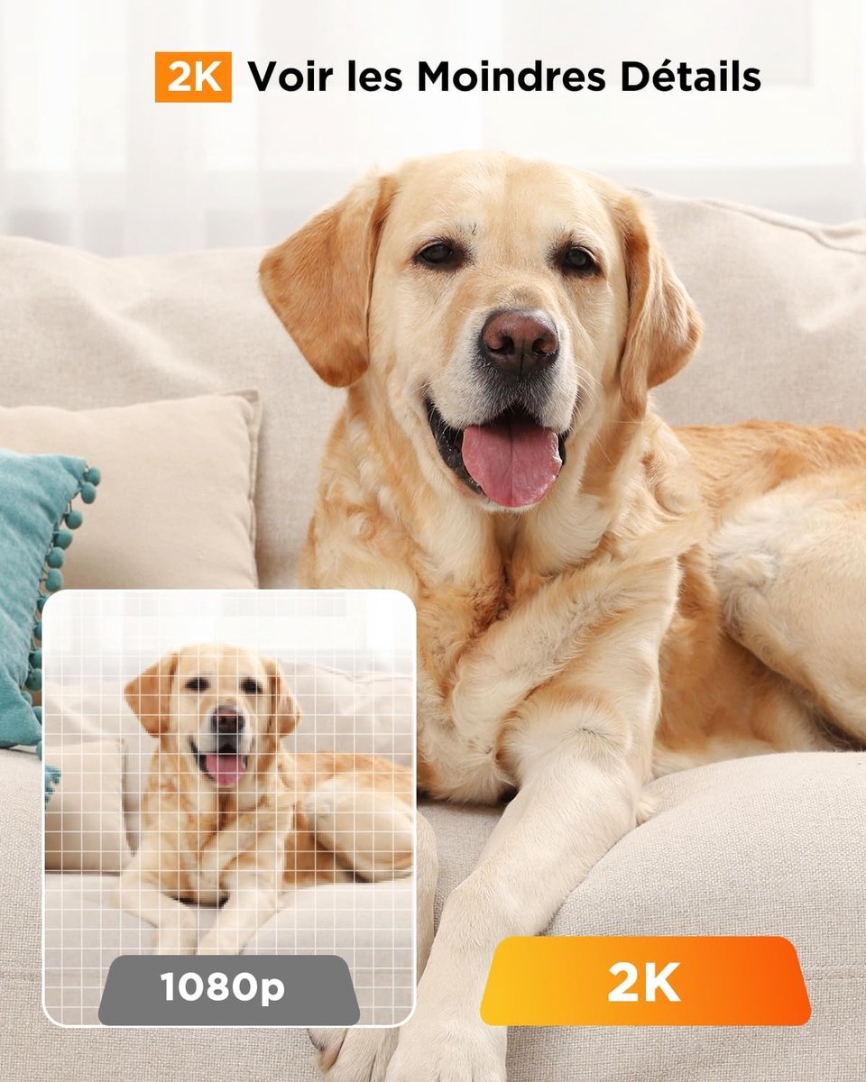 SnelShoppen - 2K Wifi Binnencamera met 360° PTZ, Nachtzicht, Automatische Tracking, Kinder- en Huisdierherkenning, Dual-Band 2,4/5 GHz, Alexa Compatib