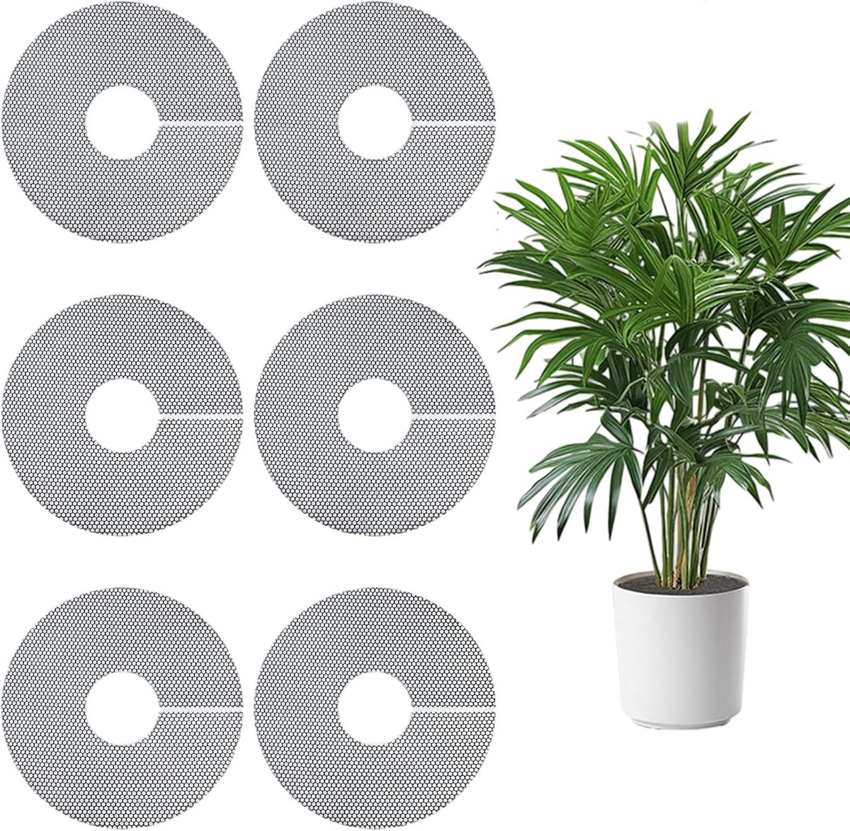 SnelShoppen - Blumentopfgitter Plantbeschermingsroosters 6 Stuks - Aanpasbaar 30 cm Net voor Katten en Dieren - Bescherming voor Tuin en Balkon