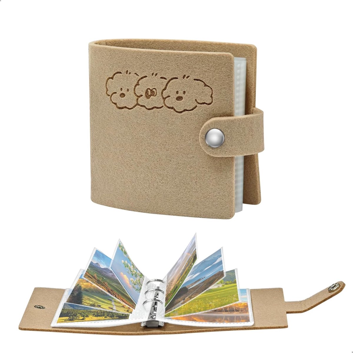 SnelShoppen - Polaroid Mini Fotoalbum met 40 Vilten Zakken voor Instax Mini Foto's, Beige, Slijtvast en Pluisbestendig, Ideaal voor Kpop Fotokaarten,