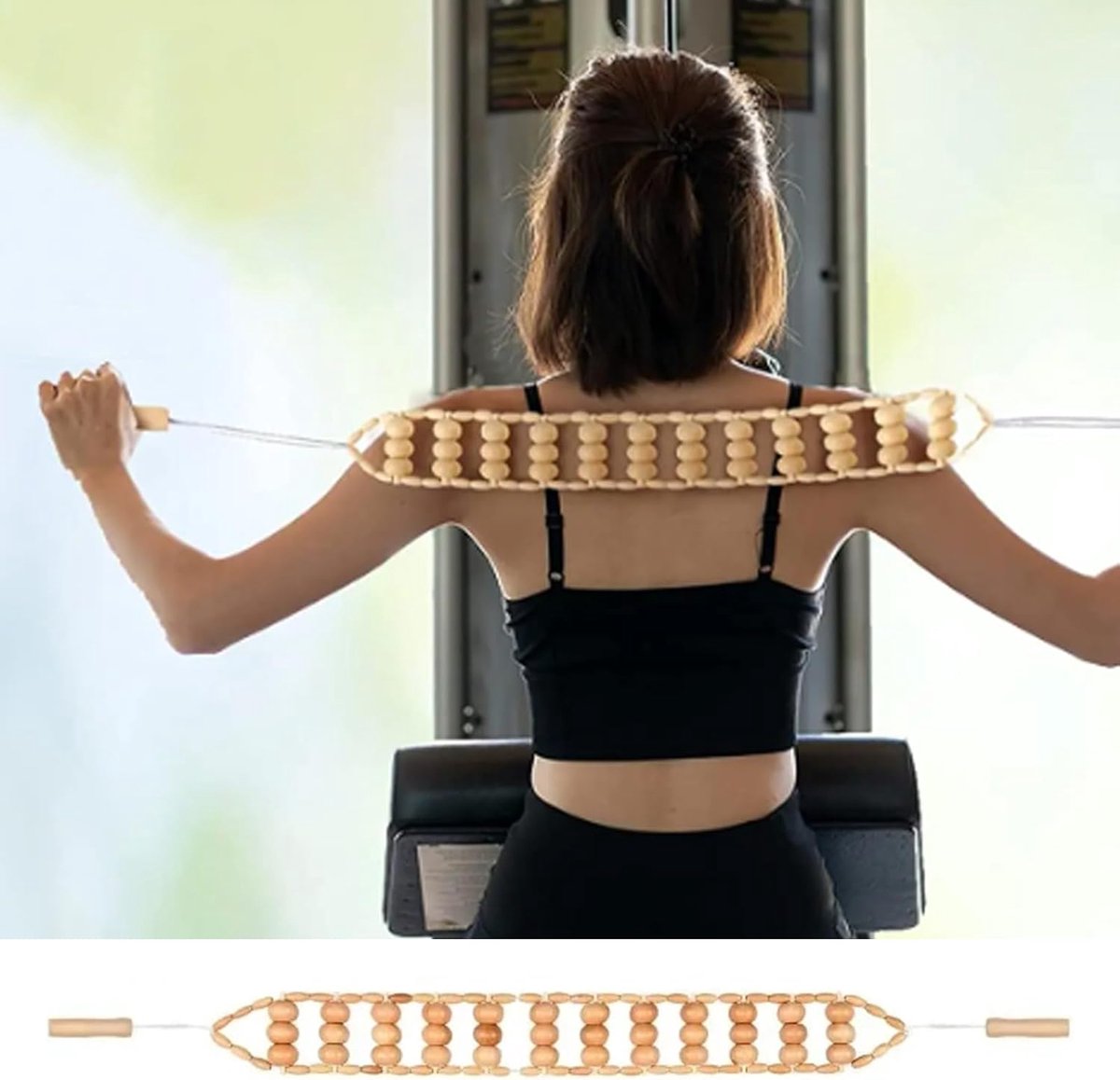 SnelShoppen - Rope Back Massager - Houten Massageroller voor Maderoterapia - Draagbare Lichaamsmassager van Lotushout - Verlichting van Lichamelijke V