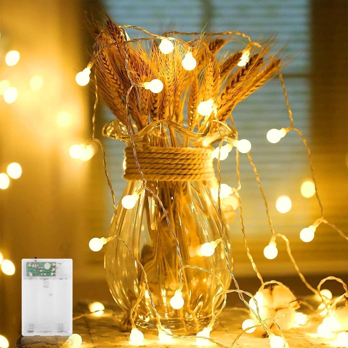SnelShoppen - Lichtsnoer met 30 LED's Warmwit Waterdicht voor Balkon Terras Tuin Feesten Kerstmis Bruiloft Decoratie
