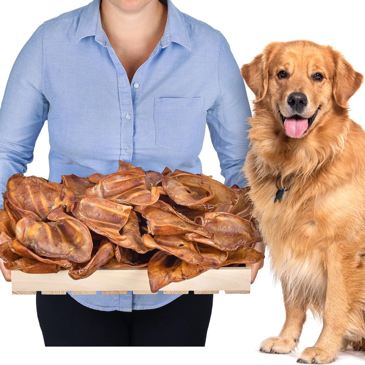 SnelShoppen - Varkensoren voor Grote Honden (50 Stuks) | Hondensnacks, Hondenbotten, Natuurlijke Kauwsnacks, Gezonde Tussendoortjes voor Honden