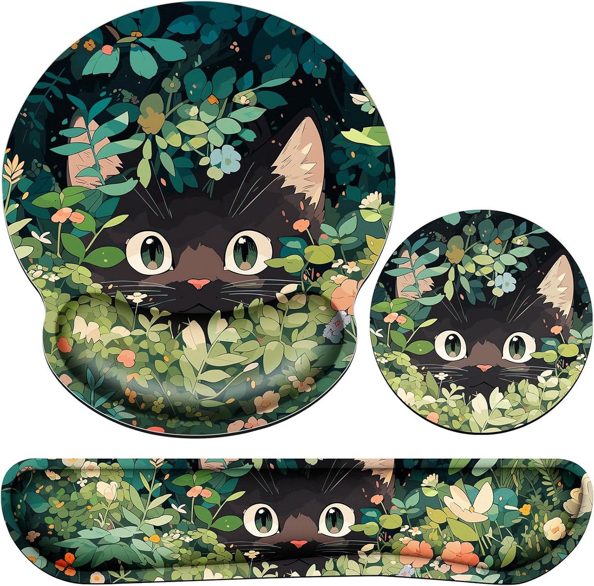 SnelShoppen - Ergonomische Mousepad 3-in-1 met Polssteun en Bekerpad, Gelkussen, Traagschuim, Ideaal voor Computer, Laptop, Thuis, Kantoor en Gaming