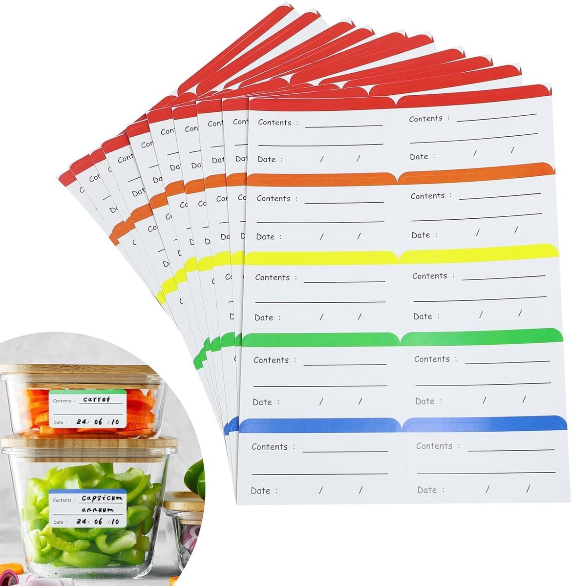 SnelShoppen - 100 Pack Easy Peel and Stick Labels voor Vriezer - Kleurrijke Diepvriesetiketten zonder Residuen - 6x3 cm voor Organisatie in Keuken en