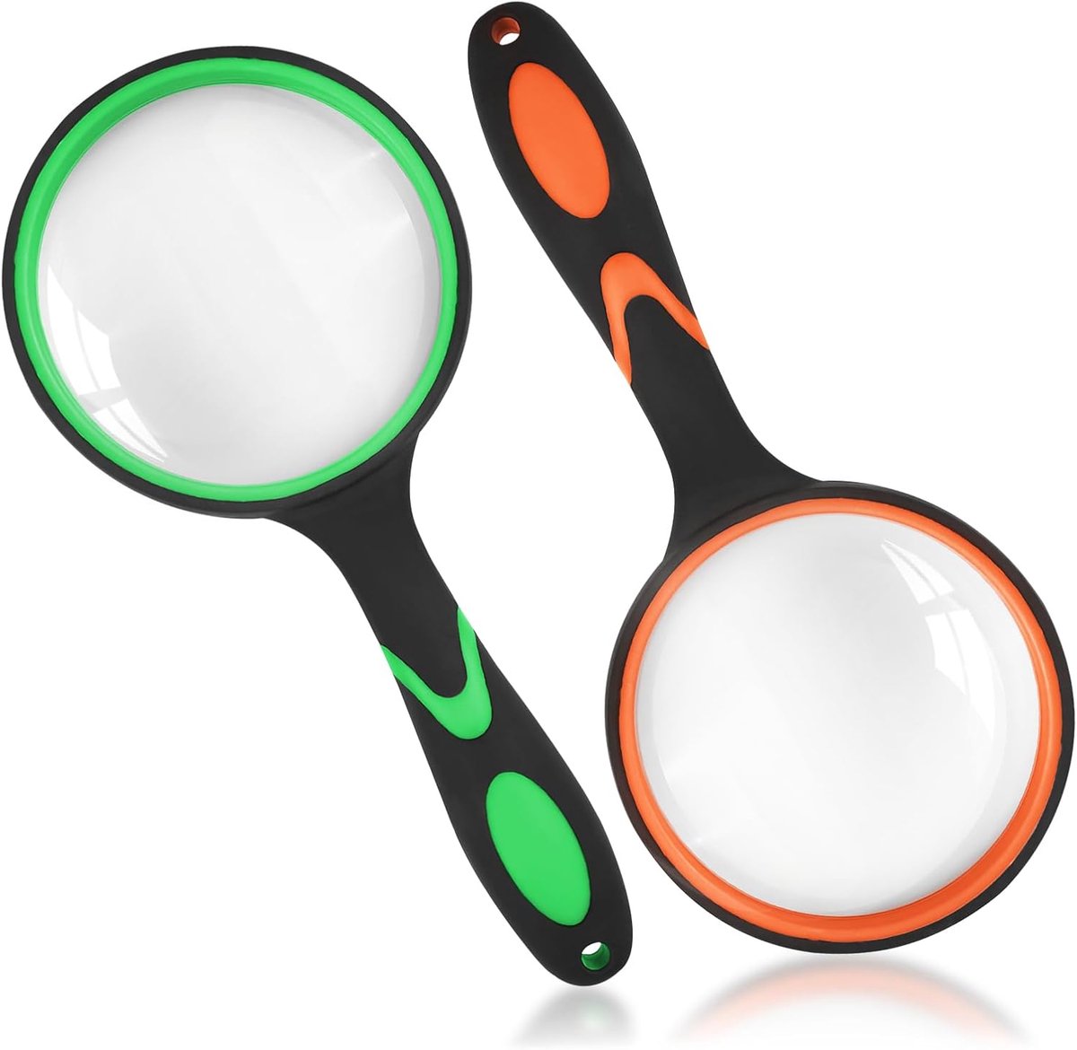 SnelShoppen - 2x Handloep Vergrootglas 65mm met Antislip Rubberen Handgreep, Onbreekbaar Vergroting voor Ouderen, Kinderen, Lezen, Knutselen, Insecten