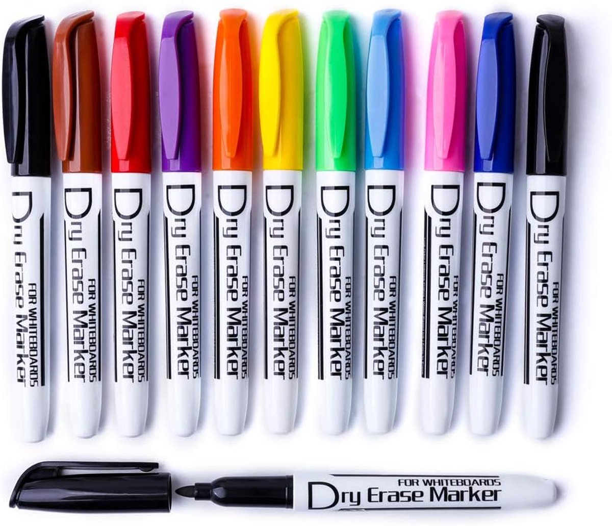 SnelShoppen - Droog Veeg Whiteboard Markers - Set van 12 Kleuren - Lage Geur Fijne Tip Pennen voor School, Kantoor, Creatief Gebruik - Perfect voor Pr