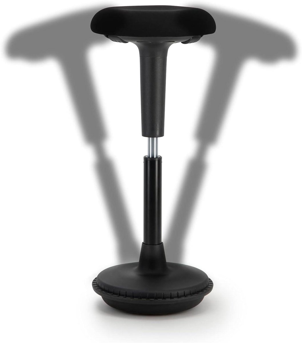 Ergonomische Wiebelkruk - Zadelkruk - Actief Zitten - In Hoogte Verstelbaar - 63-83 cm - Zwart
