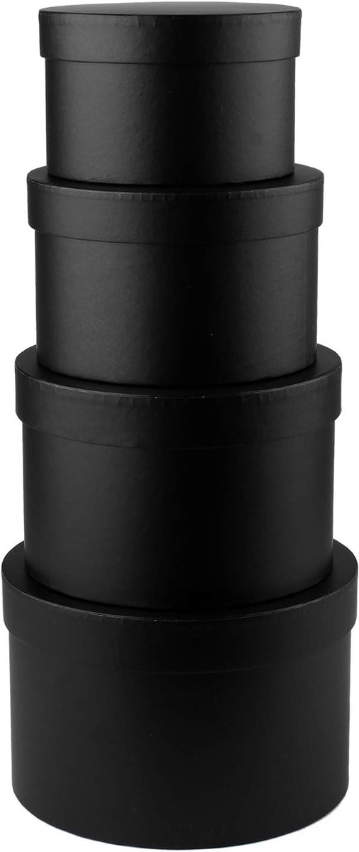 SnelShoppen - Cadeaudoos Set van 4 - Rond, Karton, Opbergdozen met Deksel - Sieradendoos, Taartdoos, Verjaardagscadeau, Moederdagcadeau, Geschenkdozen