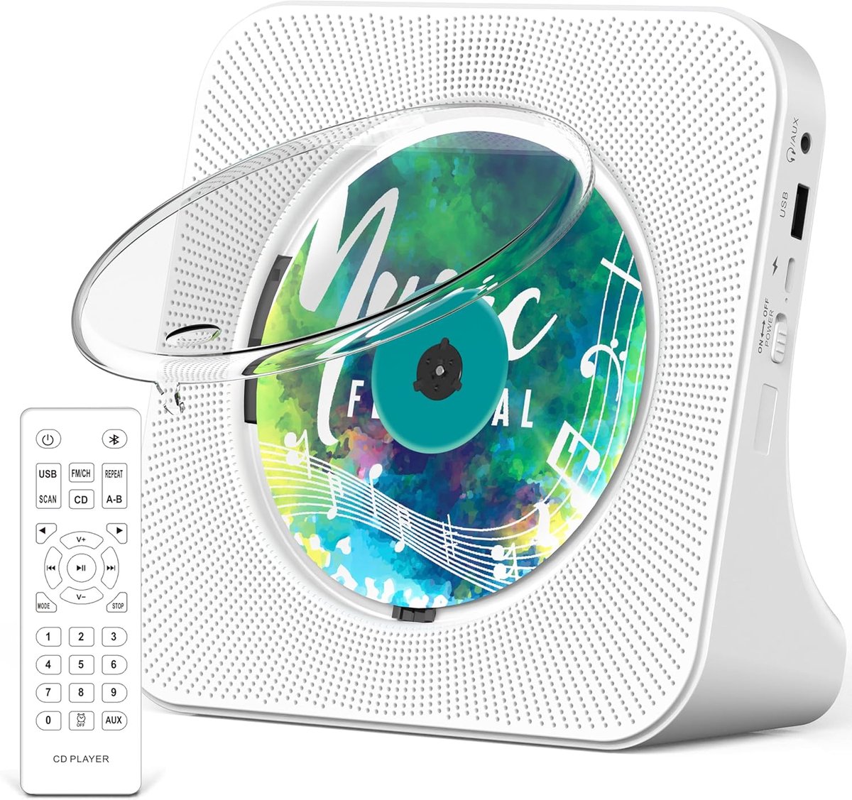 SnelShoppen - Draagbare CD-speler Bluetooth 5.0 met Luidsprekers, Afstandsbediening, FM-Radio, LCD-scherm, AUX, USB, Hoofdtelefoonaansluiting - Perfec