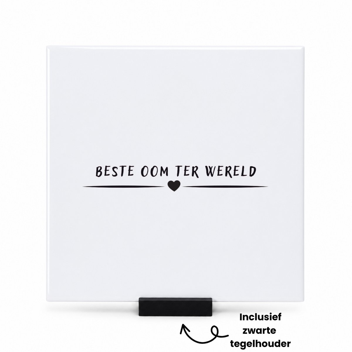 Hacebo Beste oom ter wereld tegeltje met tegelhouder - Oom - uncle - tegeltjes met tekst - leuk cadeau voor je oom - spreuktegels - 15x15 CM Wit