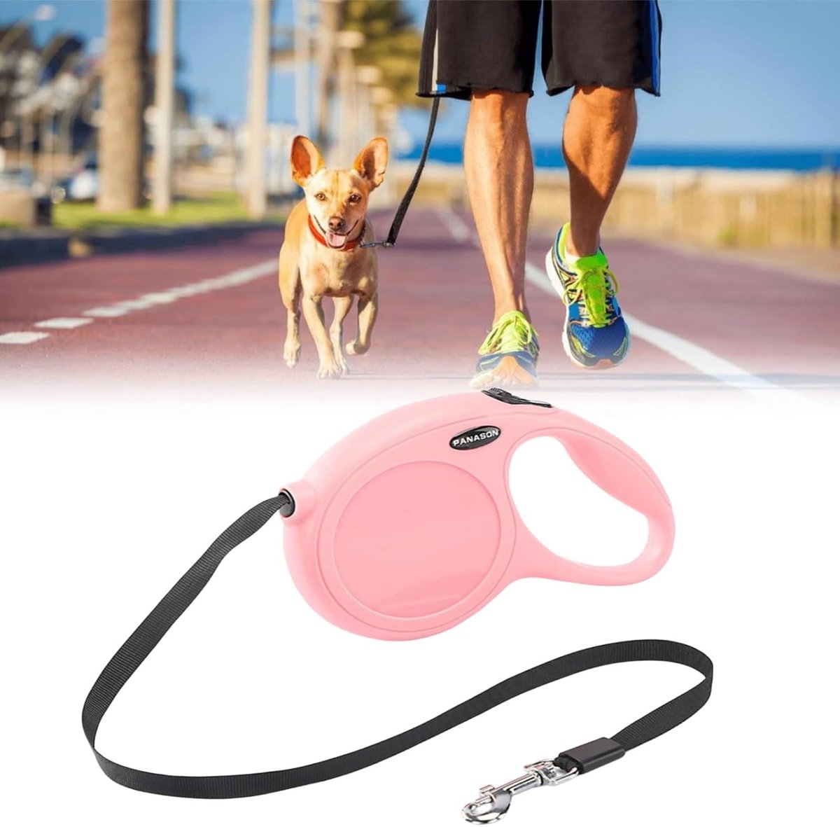 SnelShoppen - Verlengbare Hondenlijn 5 Meter, Inklapbare Hondenriem voor Honden tot 25 kg, Flexibele Nylon Hondenleiband met Handvat, Ideaal voor Wand