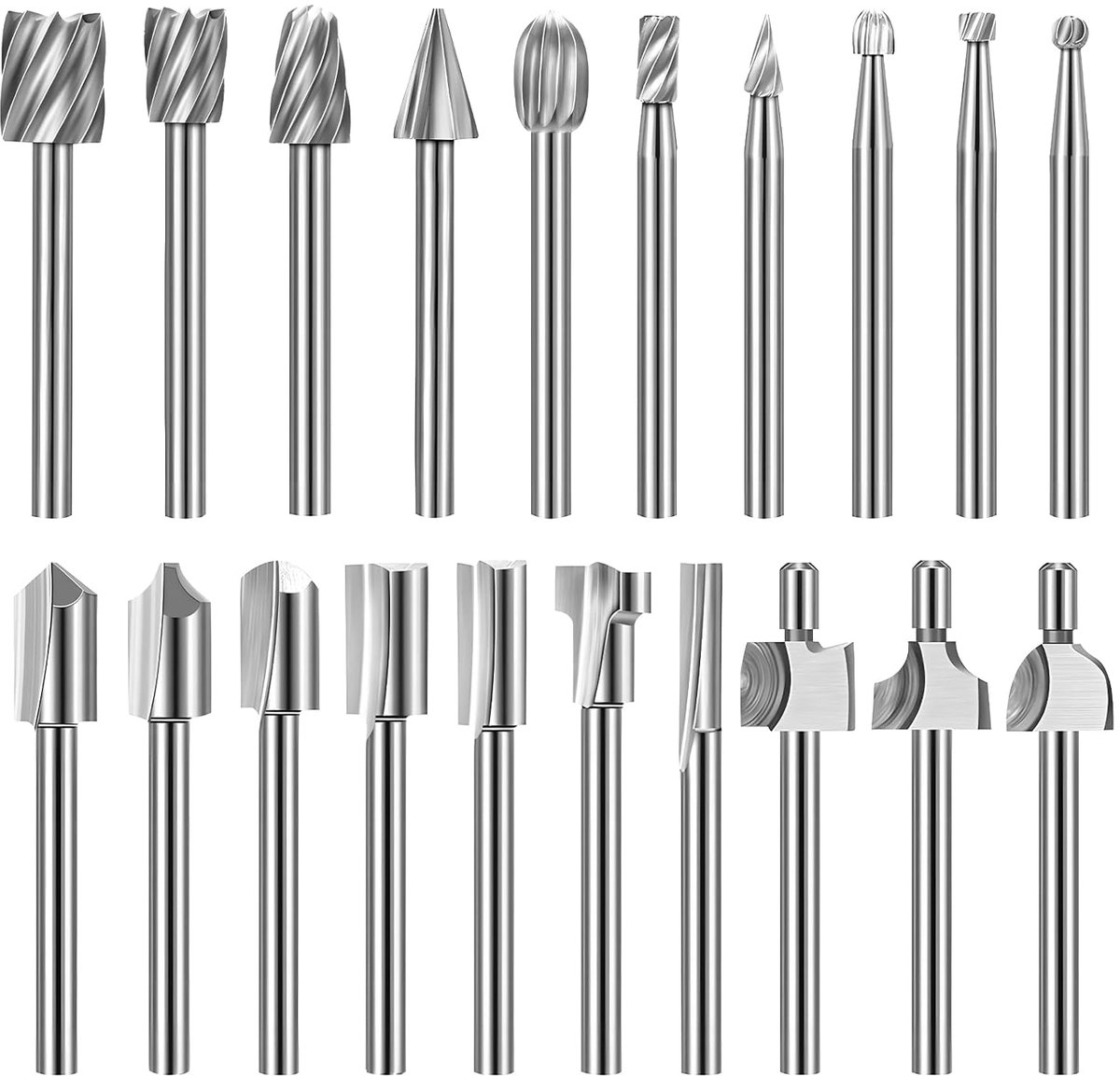 SnelShoppen - 20-Delige HSS Frees Cutter Set voor Houtbewerking, Boren en Snijden - HSS Snijgereedschap voor Metaal en Hout - 1/8 inch Schacht