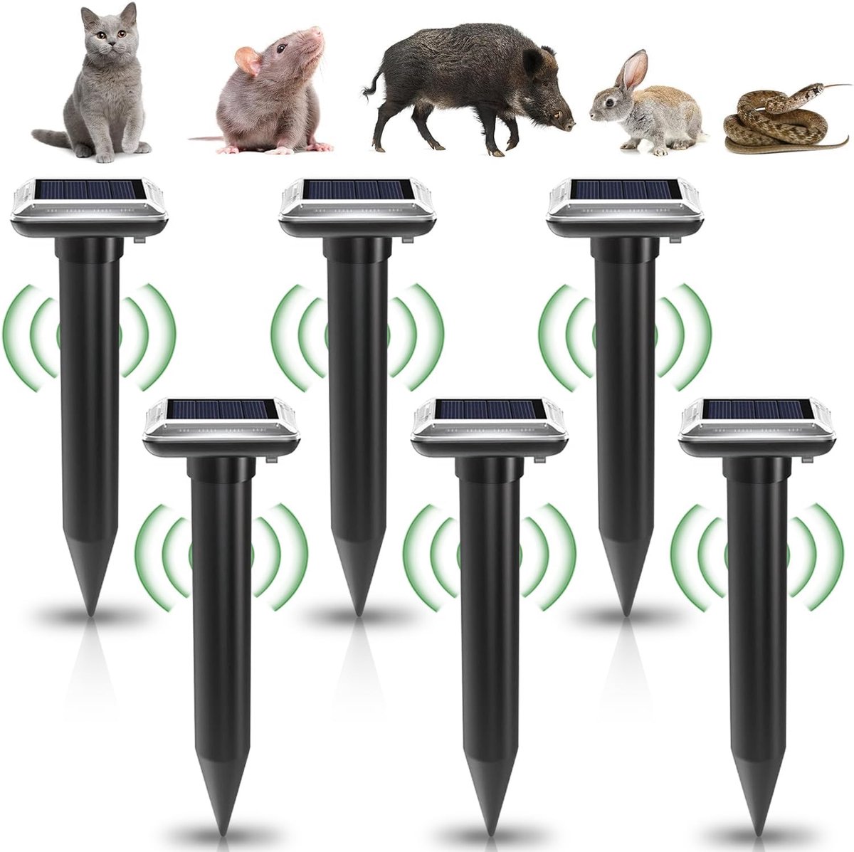 SnelShoppen - Pack van 6 Solar Mole Repellent - Ultrasonic Mole Repeller - IP65 Waterproof - Dierenafschrikker voor Tuin - Mollen en Volebestrijding -