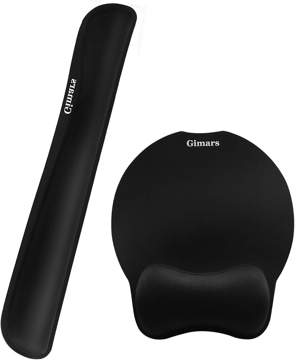SnelShoppen - Ergonomische Muismat en Toetsenbord Polssteun Set met Geheugenschuim voor Comfort, 10 inch Muismat, 38 cm Toetsenbordsteun, Ideaal voor