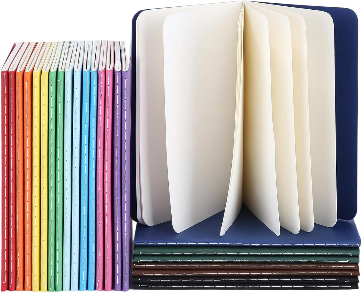 SnelShoppen - 24Pcs A6 Notitieboekjes Set, Kleurige Notebooks met Kraft Papier, 30 Bladzijden per Boekje, Ideaal voor Schrijven, School, Kantoor, Reiz
