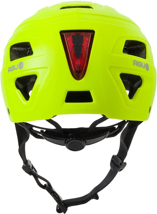 AGU Cit-E - Fietshelm - E-bike helm - 59-61cm - LED-achterlicht - Met klep - 13 ventilatieopeningen - Gerecycled materiaal - Geel - Unisex - L/XL — afbeelding 2