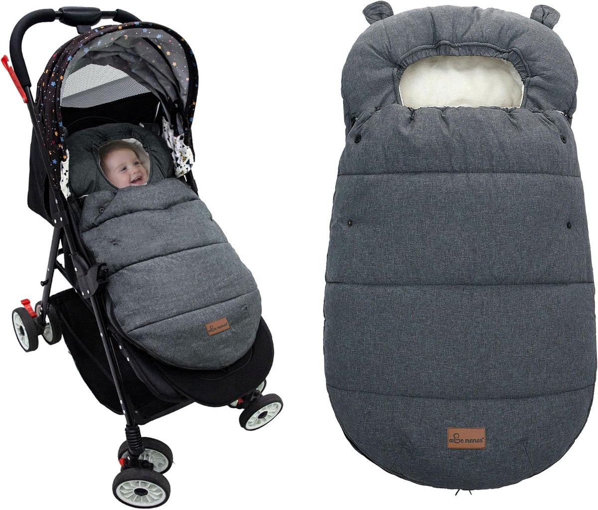 SnelShoppen - Baby Voetenzak Universele Winter Voetenzak voor Kinderwagens, Warm en Comfortabel, Waterdicht, 90 x 52 cm, Donkergrijs