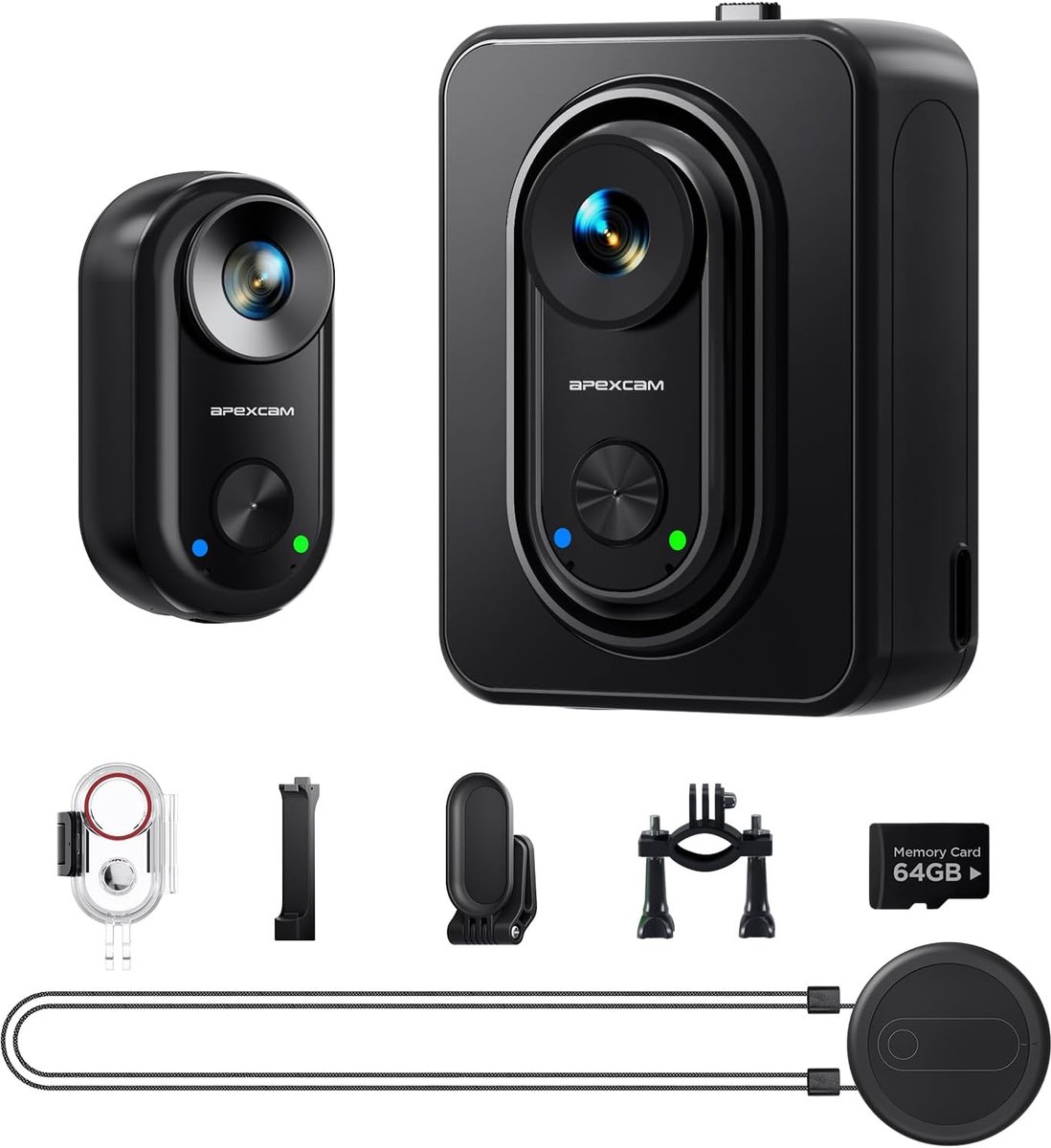 SnelShoppen - 4K Mini Camera met Wifi, EIS, Waterdicht tot 30m, 64GB Kaart, Hands-free Audio, Magnetische Bevestiging, Perfect voor Actie, Vakantie, S