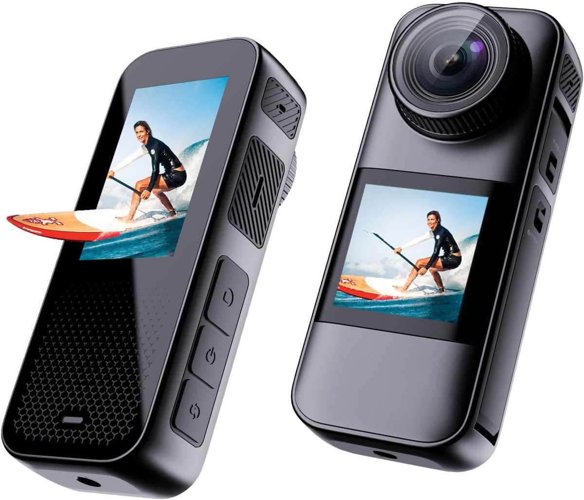 SnelShoppen - Dual Screen Actie Camera 4K 60FPS met 2.2 Inch HD Touch Screen, Waterdichte en Anti-Shake Helm Camera voor Buitenactiviteiten en Fietsen