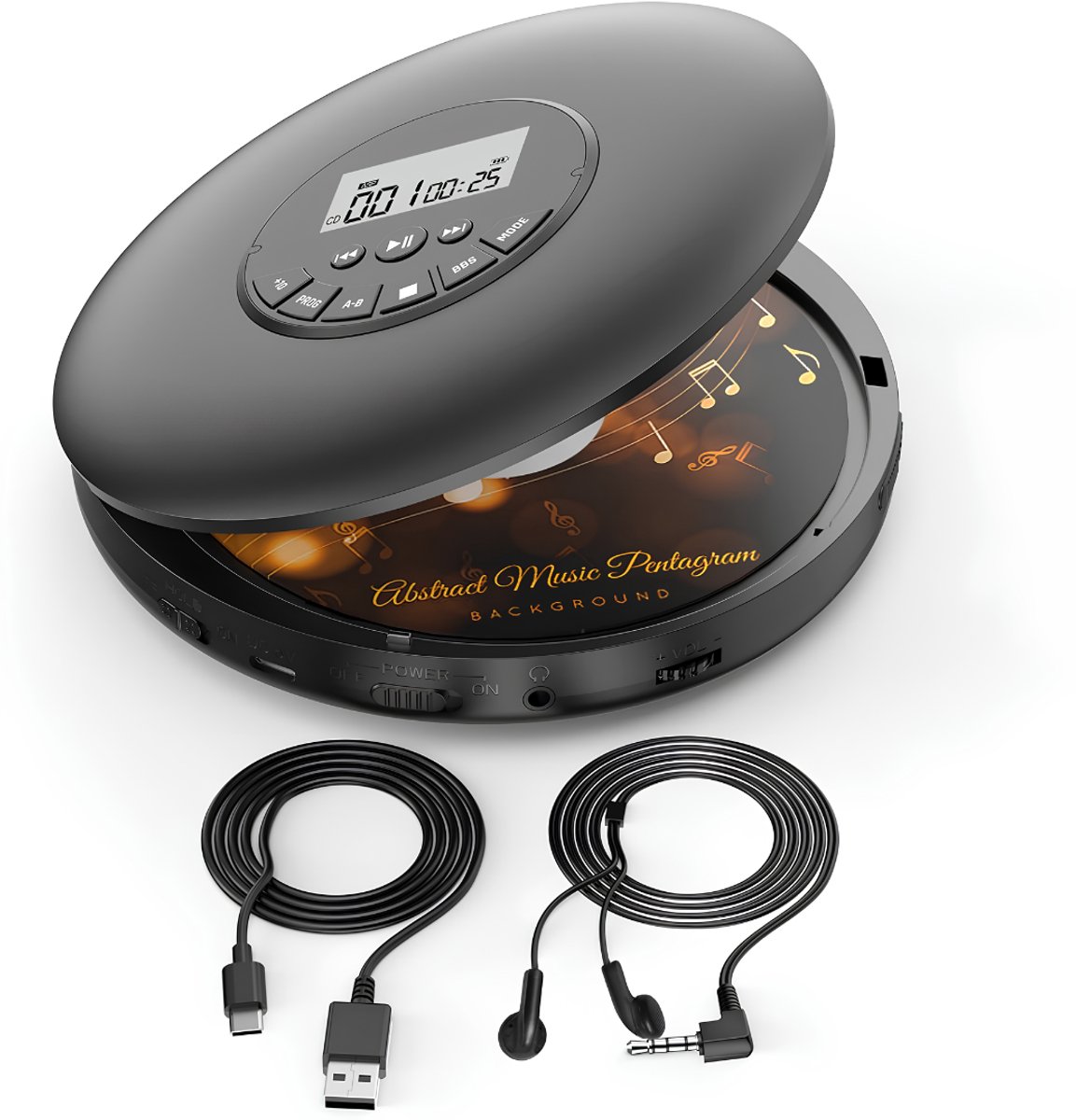 SP® CD Speler Draagbare - Draagbare Bluetooth CD Speler - CD Speler - Zwart - 15cm x 15cm x 3cm