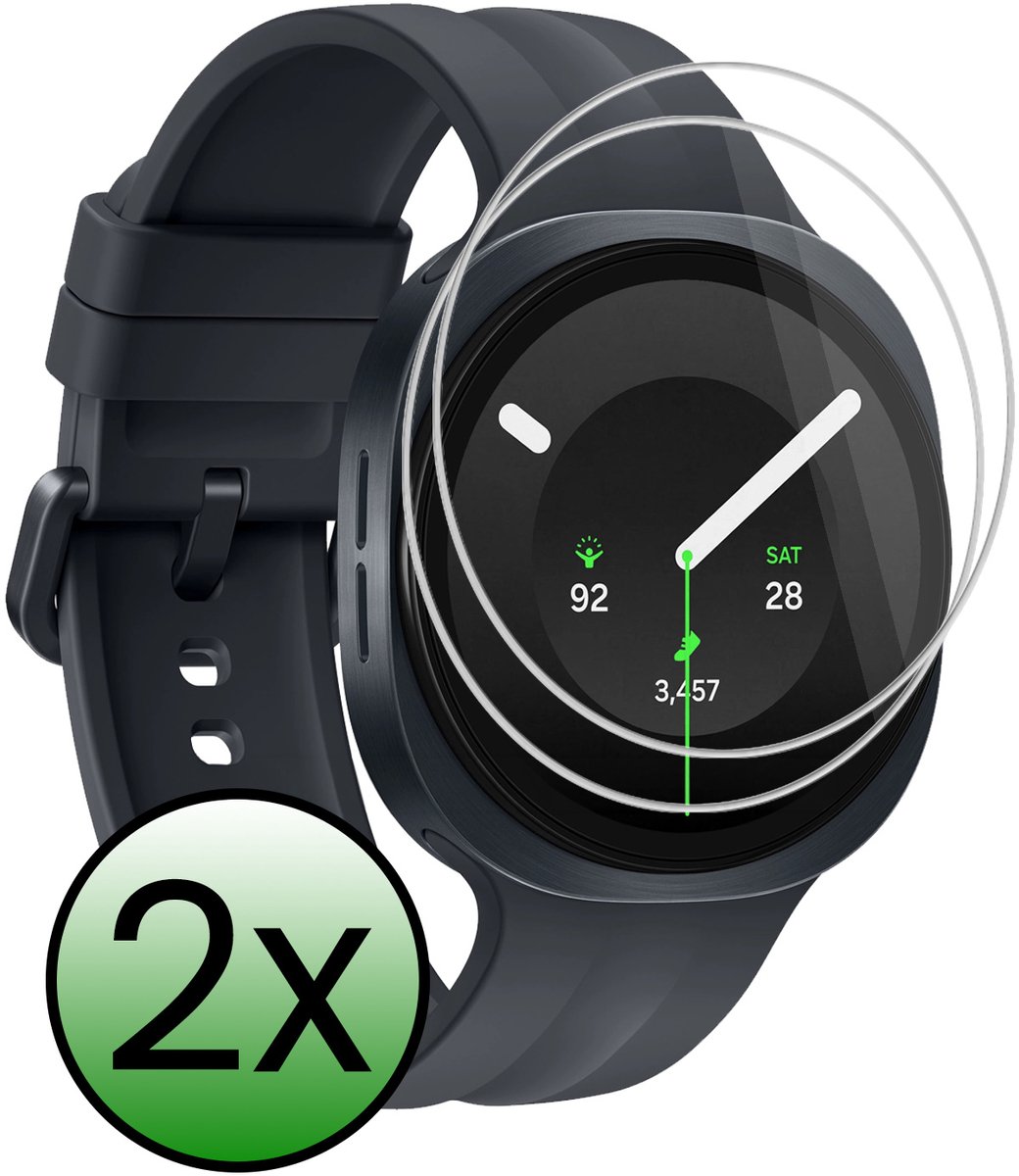 Screenprotector - 2 Stuks Geschikt voor Samsung Galaxy Watch 9 (44 mm) - Extra Sterk - Tempered Glass - Gehard Glas - Beschermglas Screen Cover - Bescherm Protector voor Smartwatch