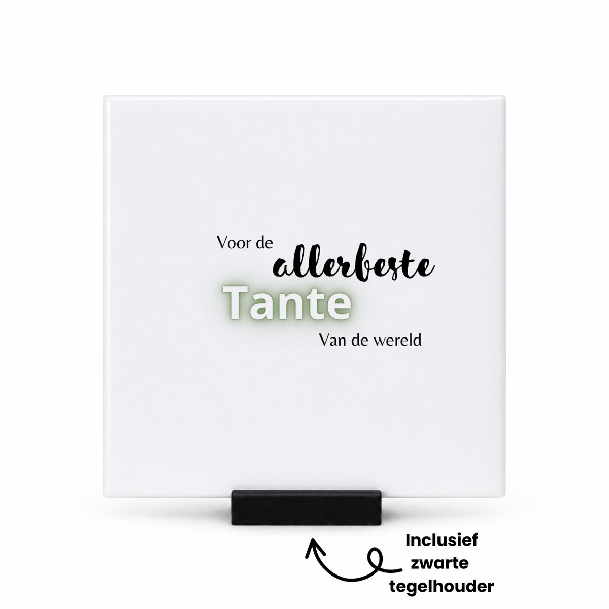 Hacebo voor de allerbeste tante van de wereld tegeltje met tegelhouder - de beste tante - tegeltjes met tekst - verjaardagscadeau - verjaardag - cadeau - cadeautje voor tante - tante artikelen - kado - geschenk - spreuktegels - 10.8x10.8 CM Wit
