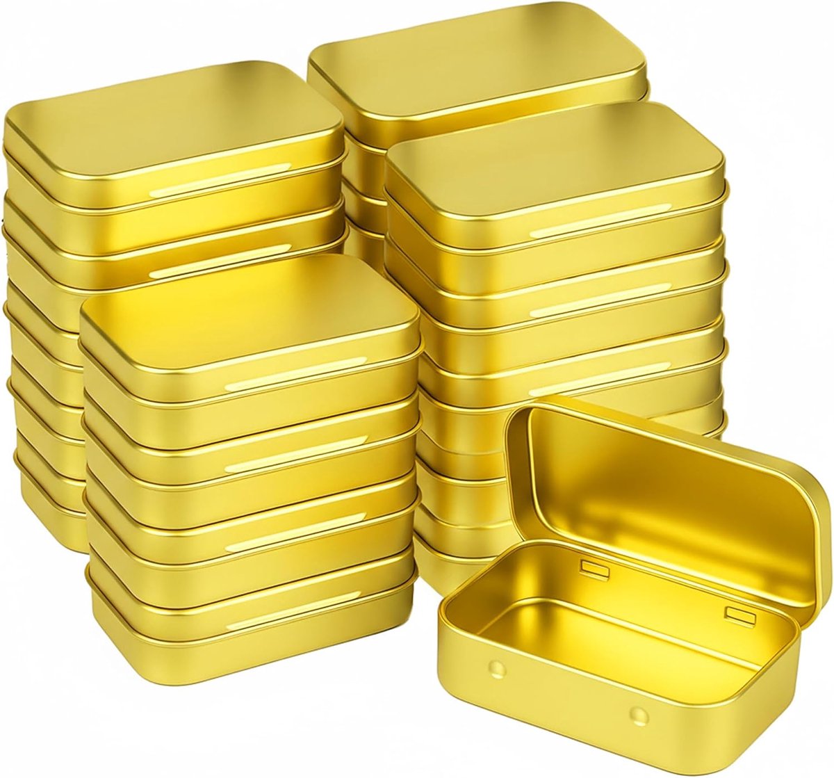 SnelShoppen - Metal Boxes met Hinge Lid - Mini Opbergdozen 9.5 x 6 x 2.2 cm - 20 Stuks Gouden Tin Dozen voor Kleine Spullen, Handig voor Feesten, Camp