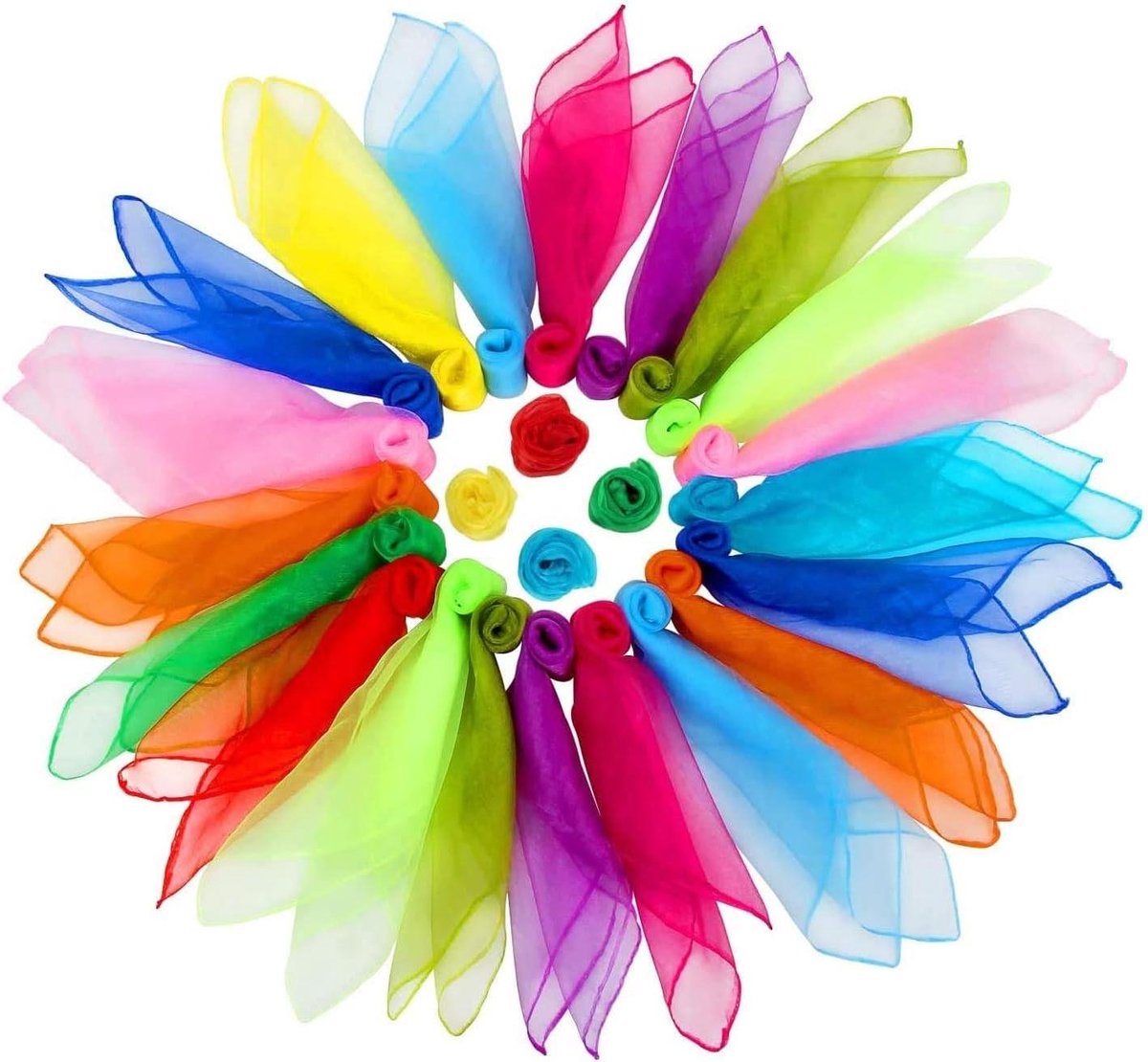 Dans Sjaals - Jongleer Sjaaltjes - Muziek Beweging - 12 Kleuren - 61x61 cm - Assorti