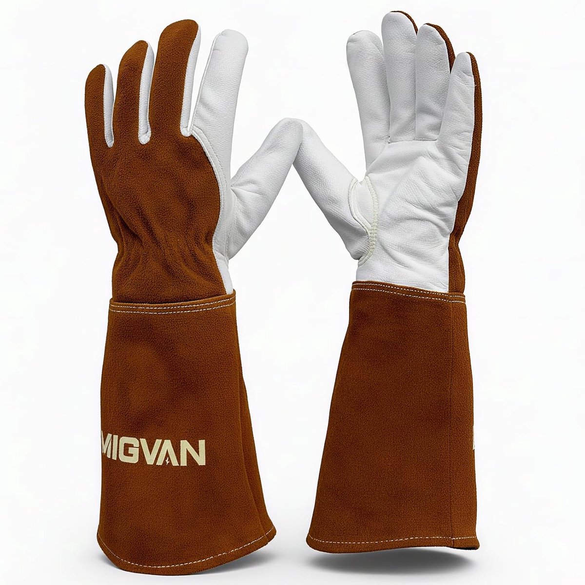 SnelShoppen - Cowhide Leather Welding Gloves - Vuurvaste Lange Handschoenen voor MIG/TIG Lassen, Barbecue, Open Haard, Oven en Koken - Hittebestendig,