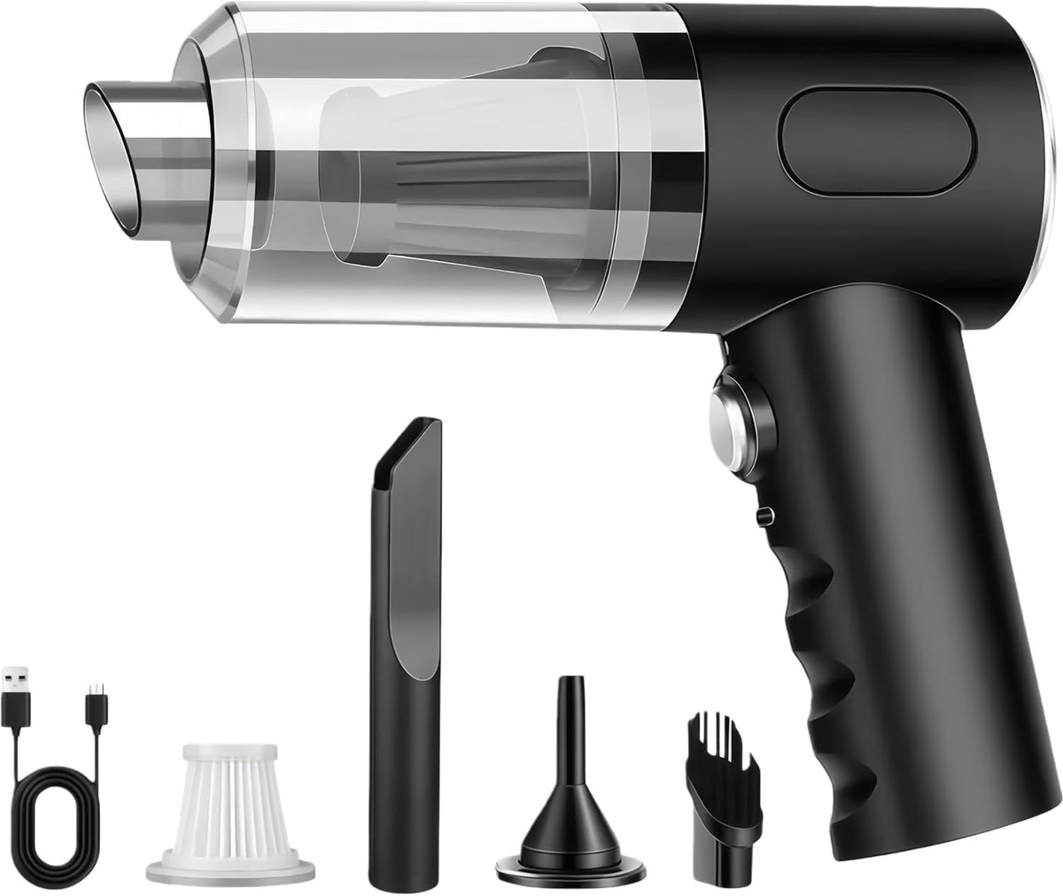 Draadloze Handstofzuiger voor Auto - 5000Pa - Oplaadbare Mini Stofzuiger met Blaasfunctie - voor thuis, auto en kantoor,huisdierhaar - zwart