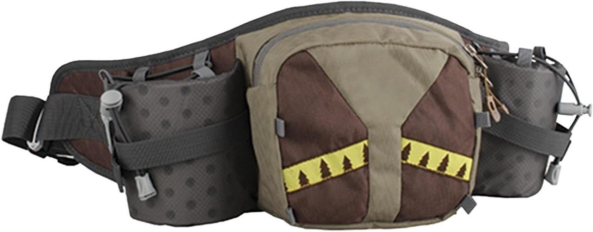 Looprugzak met flessenhouder - Heuptas sport - Outdoor sporten - Waterdicht nylon - 20 x 20 x 6 cm - Koffie