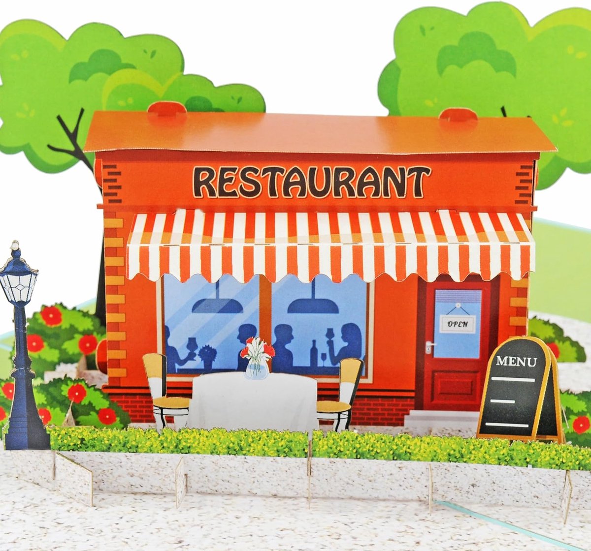 SnelShoppen - 3D Pop-Up Kaart Restaurantuitnodiging - Perfect voor Voucher of Geldcadeau - Inclusief Inschrijfkaart en Envelop - Charmante Ontwerp - F