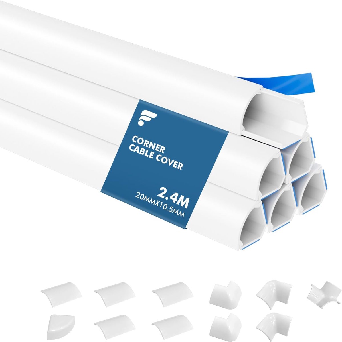 SnelShoppen - 2.4m Hoek Kabelgoot, Quadrant Ronde Kabelslee, Elektrische Kabel Trunking, Draad Covers voor Kabels, Plak Kabelgoot voor Wandhoek - Wit