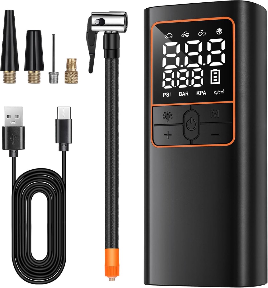 SnelShoppen - Draadloze Draagbare Luchtcompressor met USB-oplaadkabel, Universale Ventieladapters voor Banden, Sportuitrusting en Inflatables, Compact
