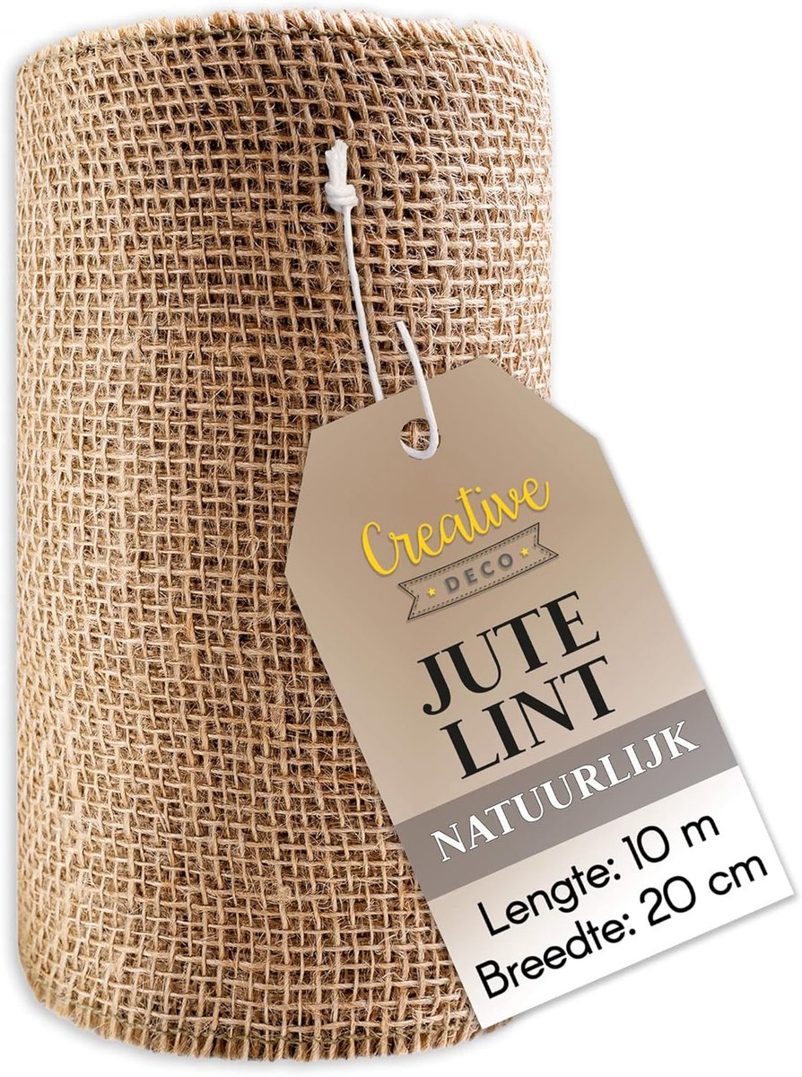 SnelShoppen - Jute Ribbon 20cm Breed 10m Lang | Natuurlijke Bruine Burlap Riem | DIY Creatieve Knutselprojecten & Cadeauverpakking | Decoratieve Rusti