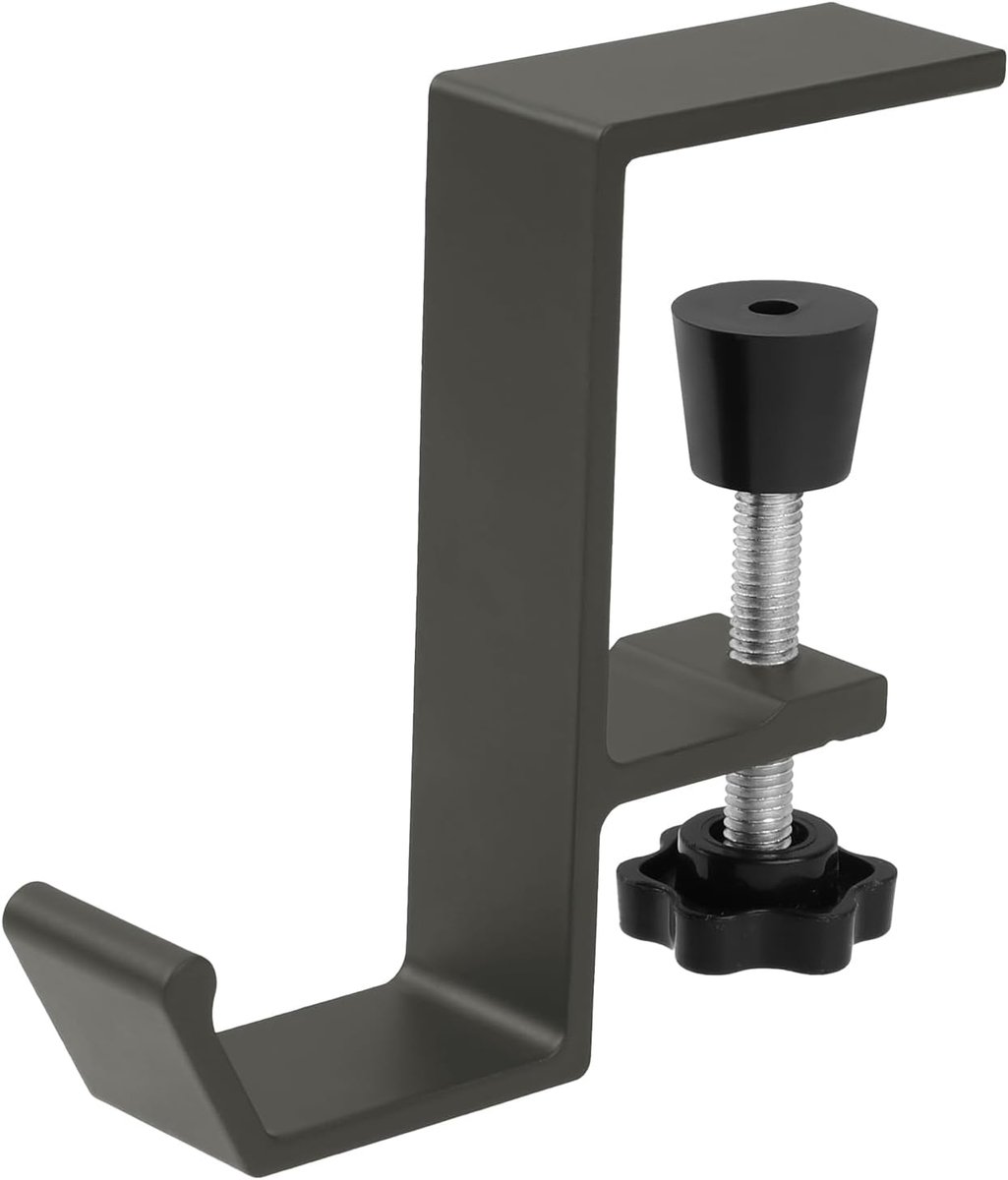 SnelShoppen - Headphone Stand met Dubbele Haak, Hoofdtelefoon Houder, Desk Hanger voor Gaming Headsets en Dagelijkse Items, Grijs, Verstelbaar, Ideaal