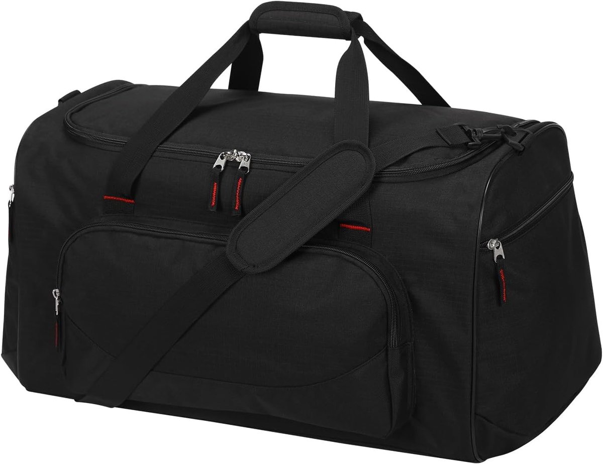 SnelShoppen - 55L Grote Sporttas Reisbagage voor Mannen - Weekendtas Fitness Bag Trainingstas voor Camping Gym Reizen 56x32x32cm (Zwart)