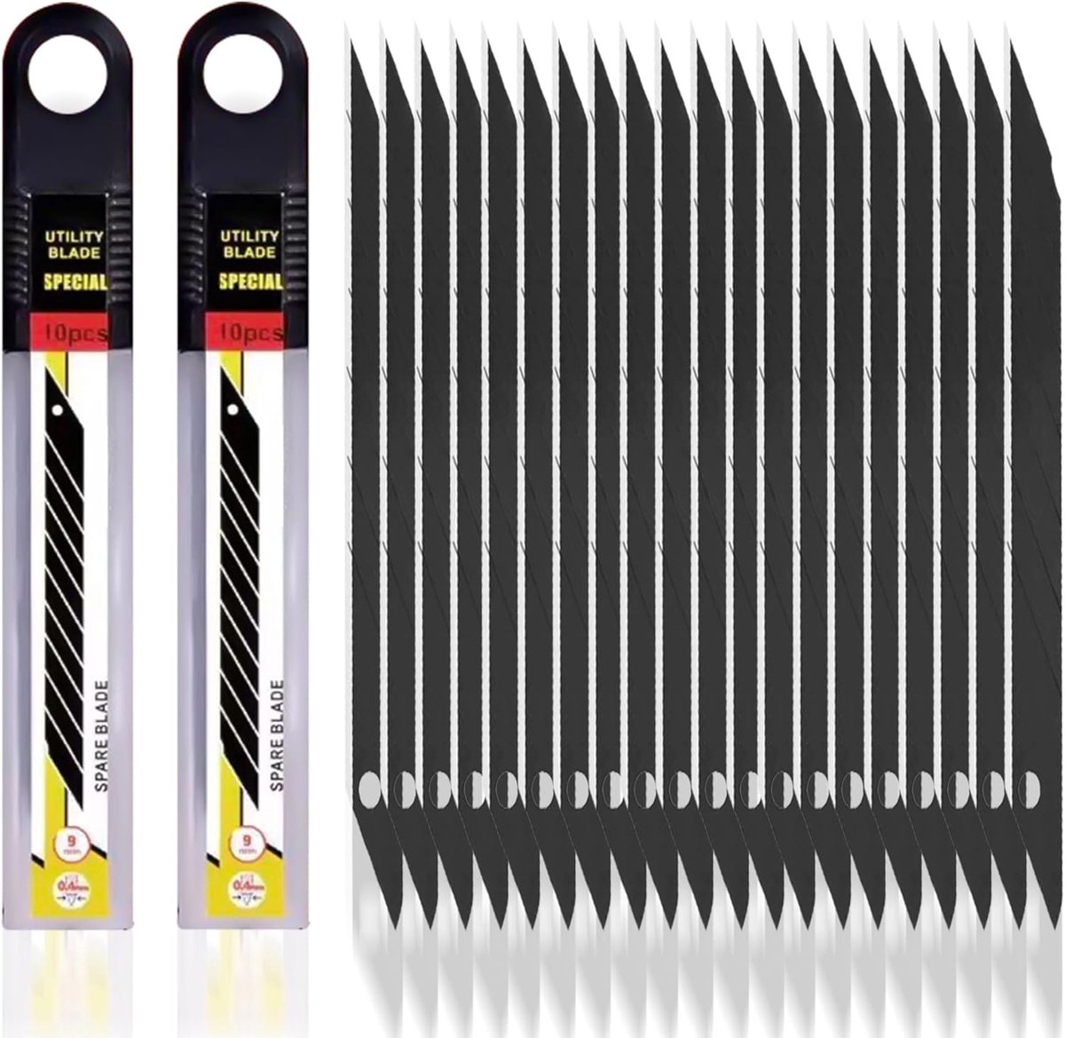 SnelShoppen - Pack van 120 Snijbladen, 9 mm Vervangbladen, Scherpe Snijknives, 30 Graden Snijder voor Hobbymateriaal, Karton, Aluminiumfolie, Perfect