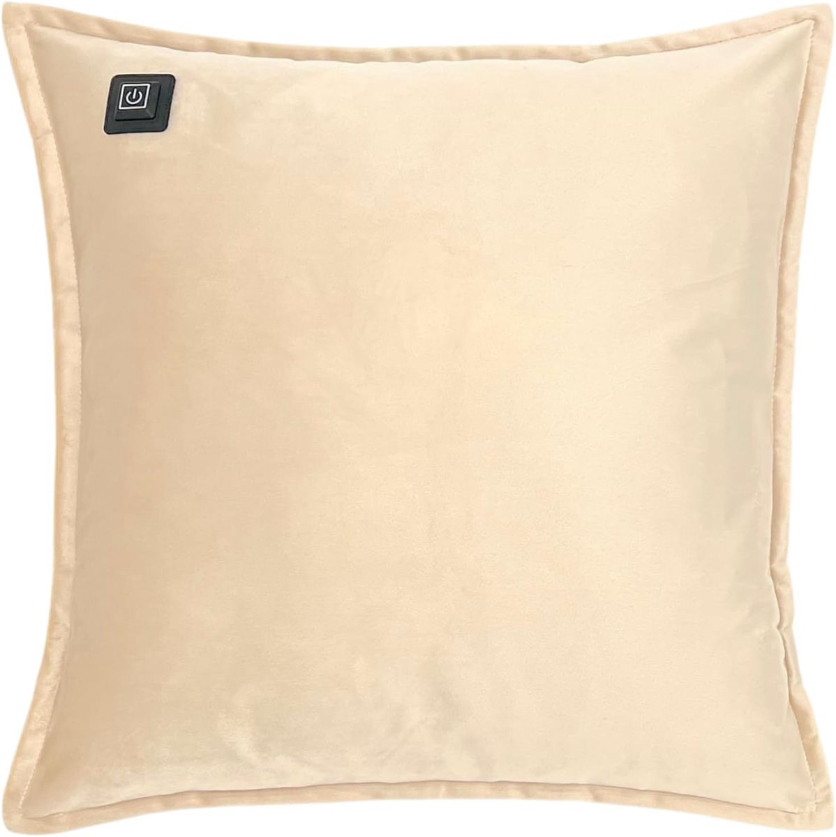 Thijox - Warmtekussen Draadloos met Warmpi® Powerbank - Fluwelen Verwarmd Sierkussen in Beige - Ideaal voor Ontspanning, Thuis, en Koude Dagen